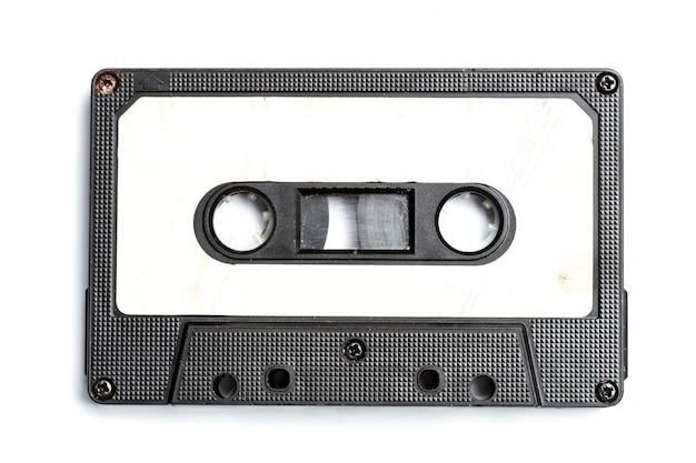 Vintage cassette tape isolated white 