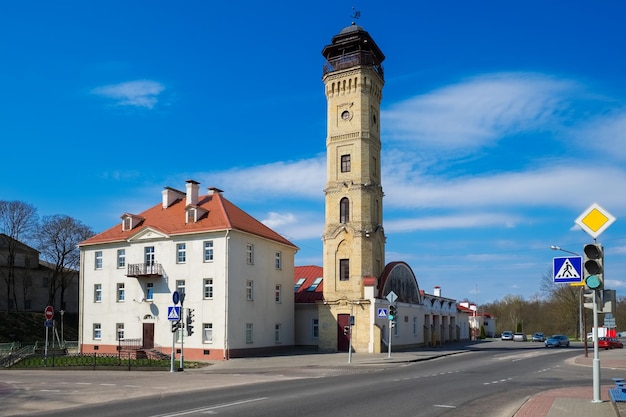 Vintage Centrale Brandtoren en Brandweerkazernegebouw Grodno Wit-Rusland