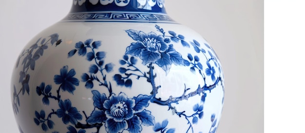 Vintage ceramic porcelain vase blue chinese decoration
