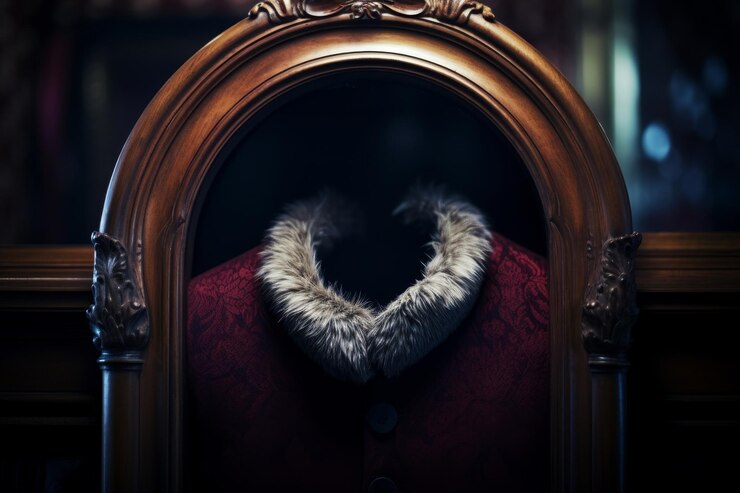 Photo vintage chair with fur collar in ornate frame