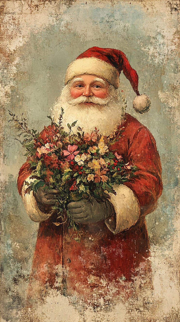 Photo a vintage christmas card design featuring santa claus