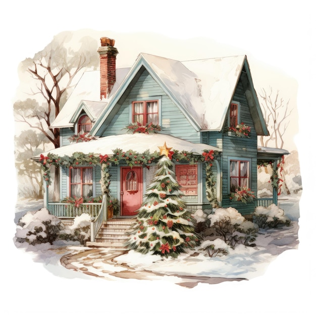 Vintage Christmas farmhouse clipart