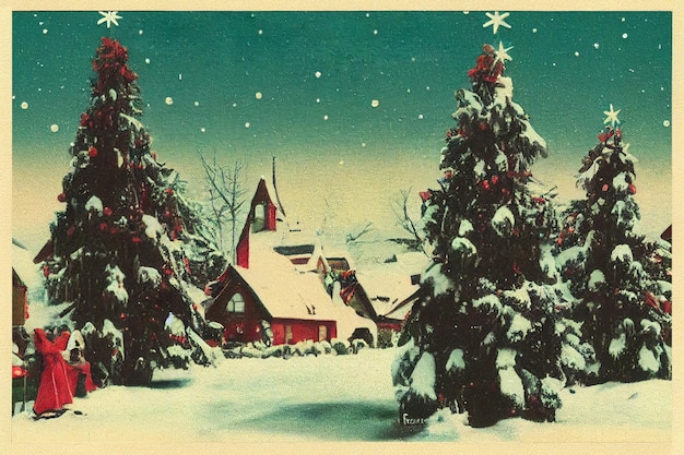 Photo vintage christmas postcard