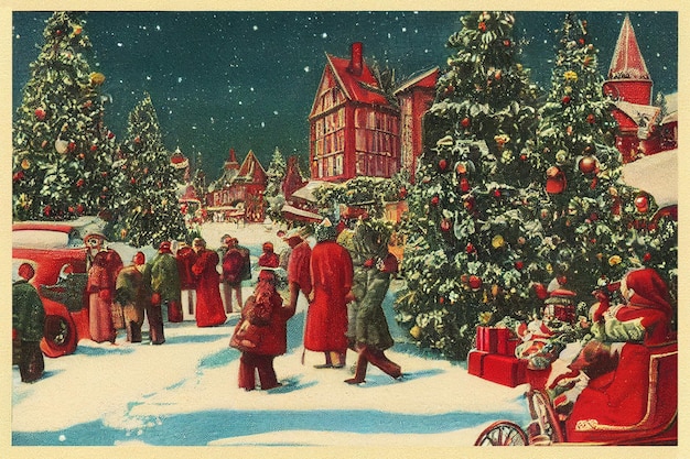 Photo vintage christmas postcard