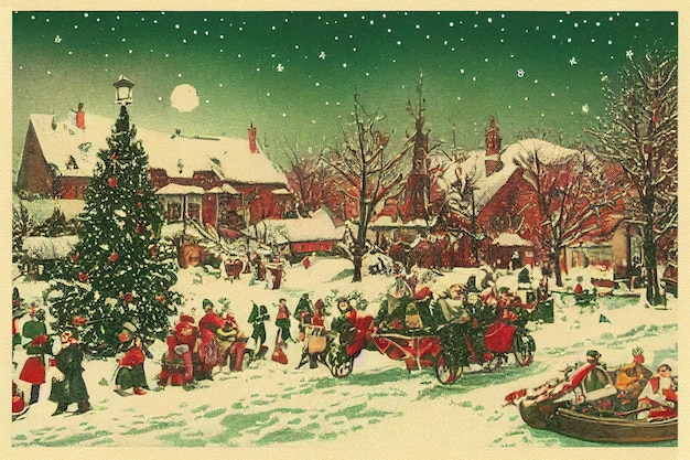 Photo vintage christmas postcard