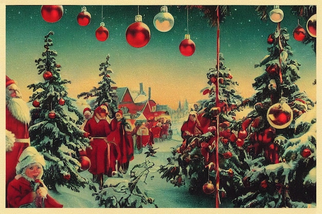 Photo vintage christmas postcard