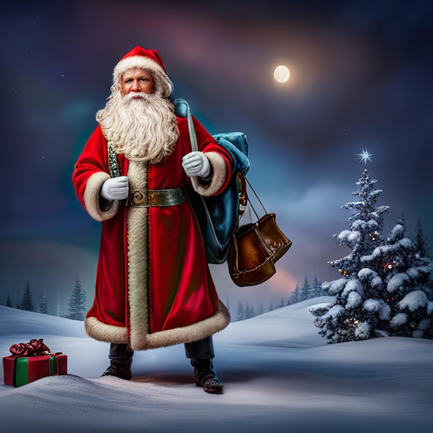 Premium AI Image | Vintage christmas santa claus portrait closeup