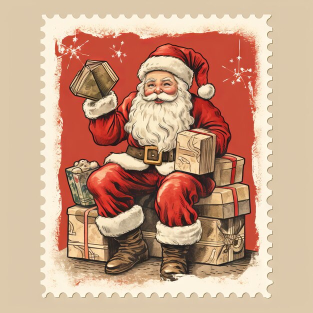 Premium AI Image Vintage Christmas stamp