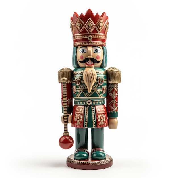 Vintage Christmas tree nutcracker isolated on white background