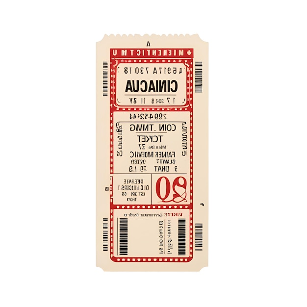 Photo vintage cinema ticket isolated on white background