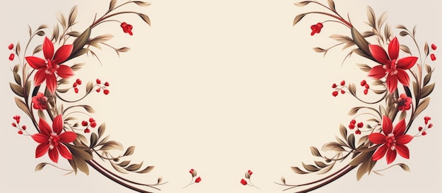 Vintage circular classic border with red foliage