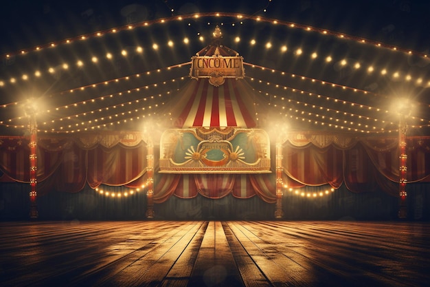 Photo vintage circus light sign background
