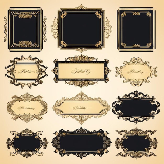 vintage classic label stickers frame set