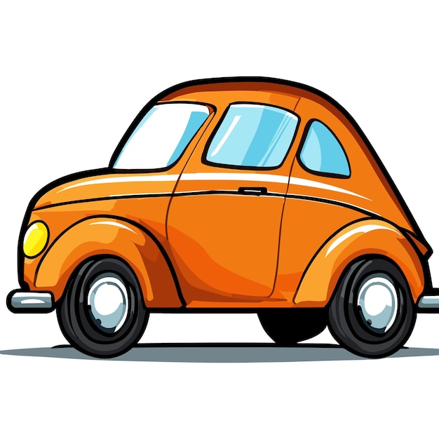 vintage classic orange color vector cartoon style car