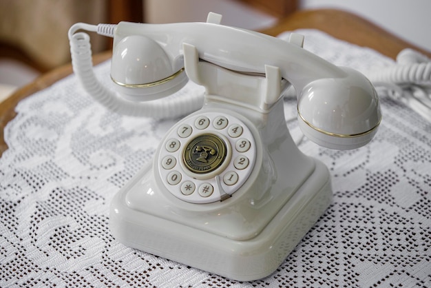 Photo vintage classic telephone on a table