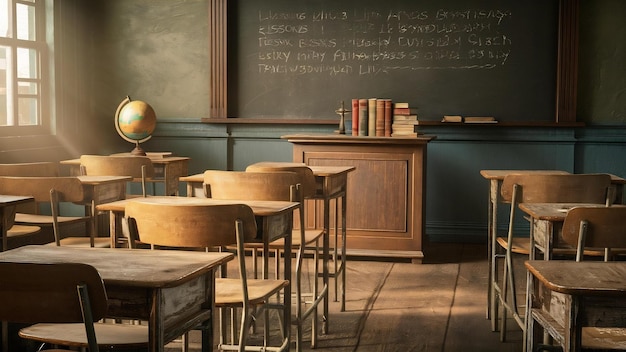 Vintage classroom without student