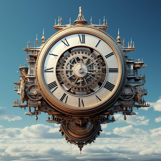 Photo vintage clock design with golden color