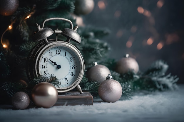 Vintage clock outdoors in winter neural network ai generated