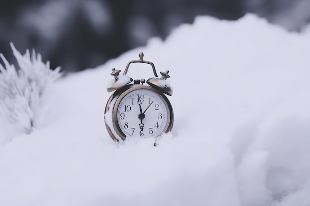 Vintage clock outdoors in winter neural network ai generated