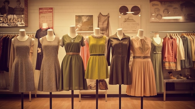 vintage clothes on mannequins