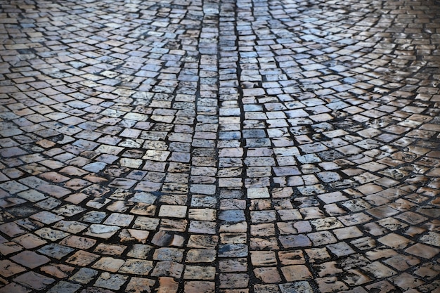 Photo vintage cobblestone street background texture