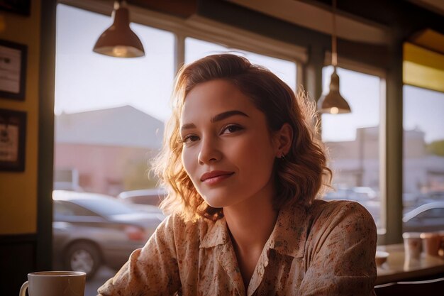 Foto una donna del caffè vintage