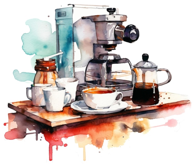 빈티지 커피 머신 골동품 커피 머신 커피 그라인더 생성 AI를 사용하여 생성