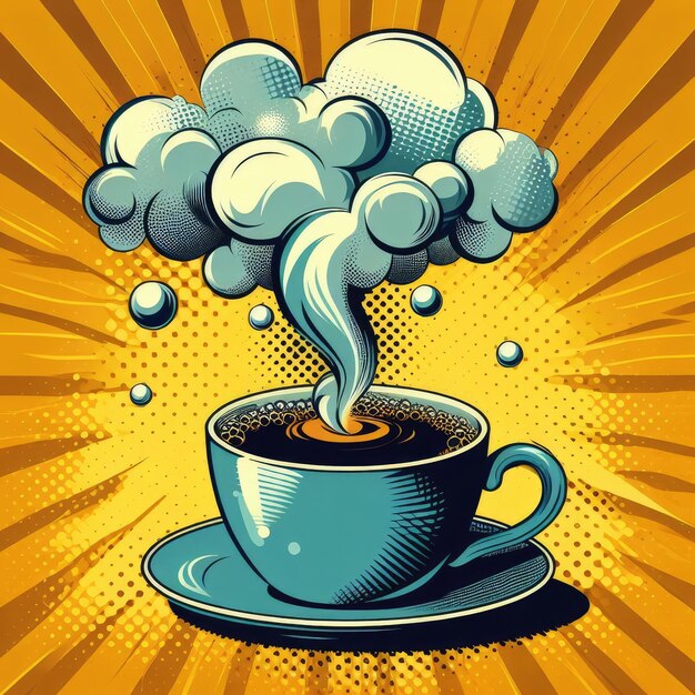 Foto vintage coffee stylish pop art mug illustrazione