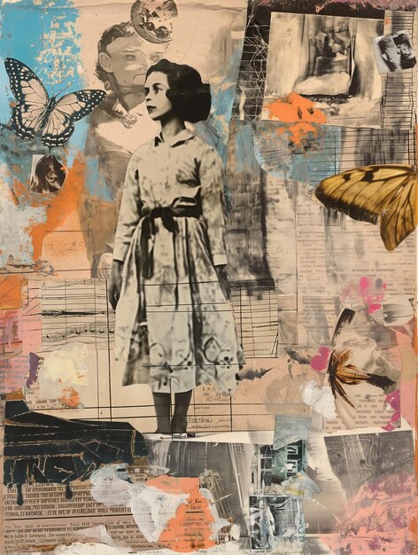 Vintage Collage Composition with Beautiful Artistic Elements