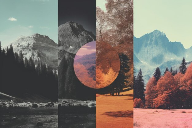 Photo vintage collage of nature landscape