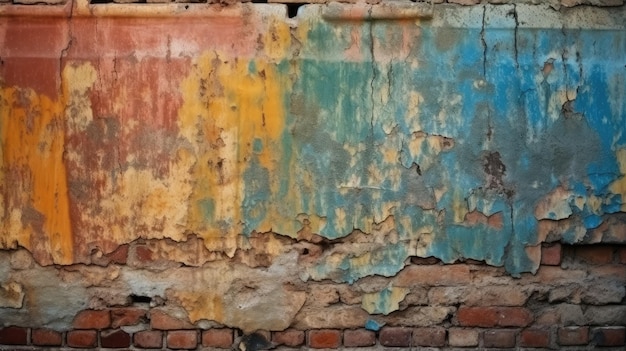 Vintage colored brick wall texture generative AI