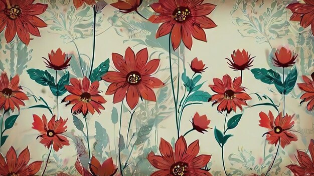 Vintage colorful floral pattern illustration background