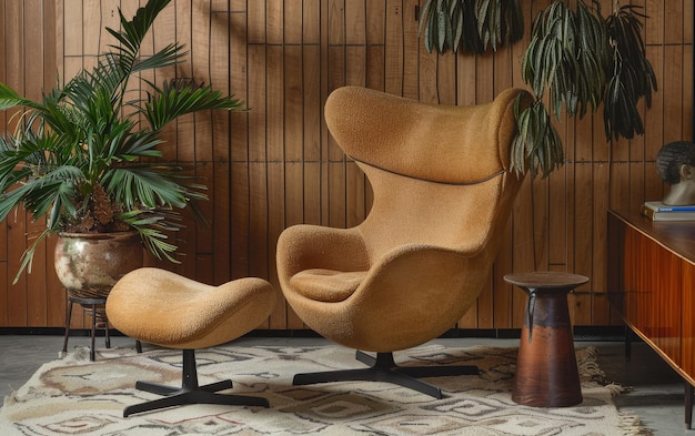 Photo vintage comfort with cocoon egg chair