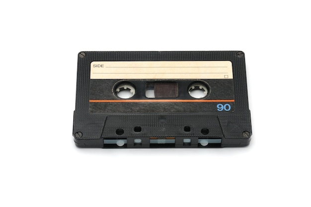 Vintage compact audio cassette tape for magnetic recording isolated