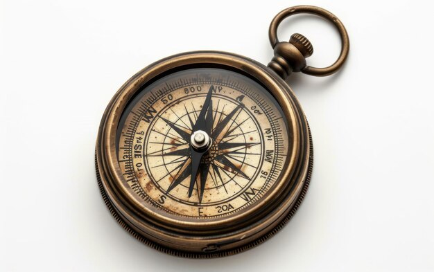 Vintage Compass on International Day of Older Persons On White Background