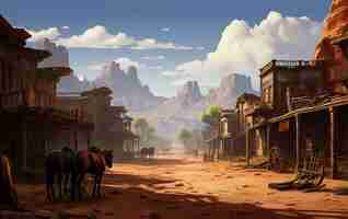 Photo vintage concept of an old western town