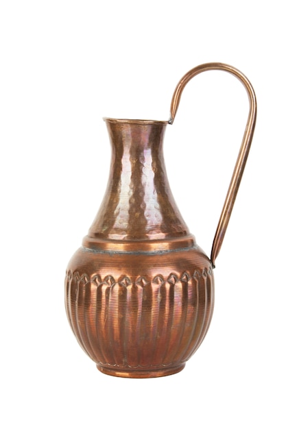 Photo vintage copper jug isolated on white