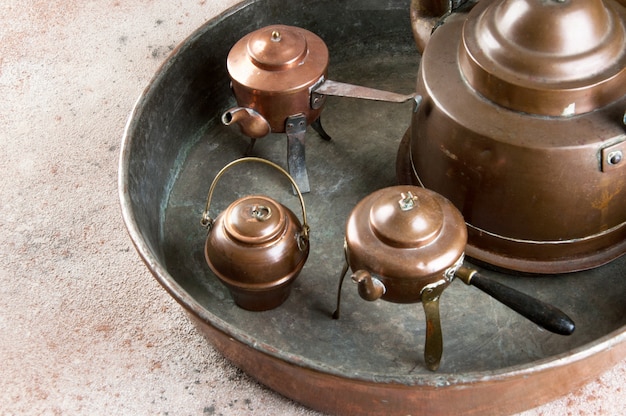 Vintage copper kitchen utensils 