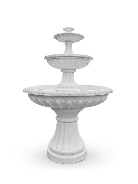 Vintage courtyard fountain isolated on white with clipping path