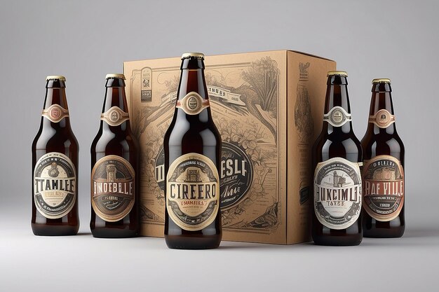 Photo vintage craft beer packaging mockup timeless taste