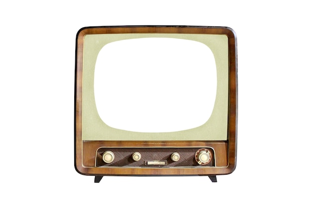 Vintage CRT TV-toestel met leeg scherm geïsoleerd op wit