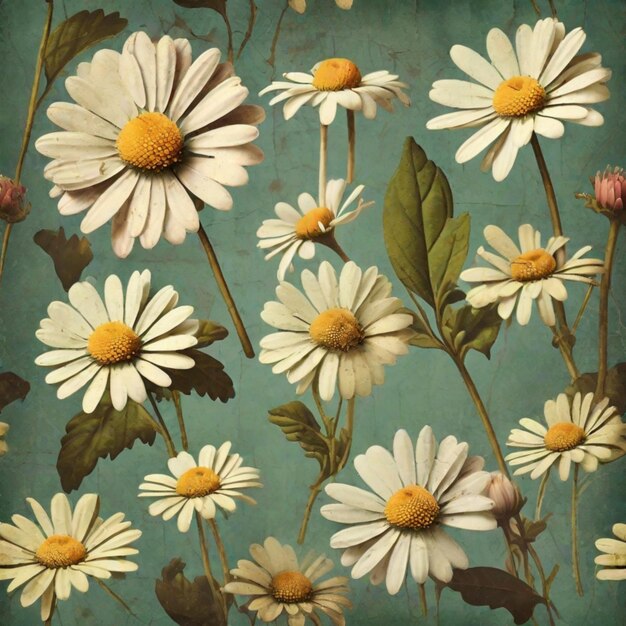 Vintage Daisy Dreams Retro Grunge Textures