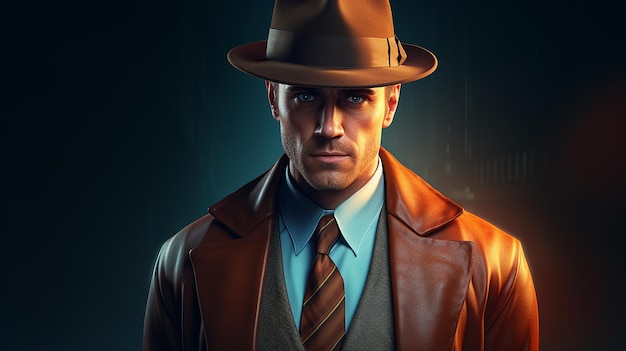 vintage detective a character with a retro look