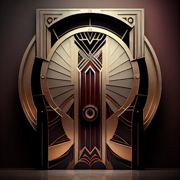 Vintage Deur Art Deco Enter Luxe Lift Deur Art Nouveau Architectuur Abstracte Generatieve AI Illustratie