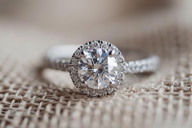 ヴィンテージダイヤモンドの婚約指輪 豪華なジュエリー クローズアップ