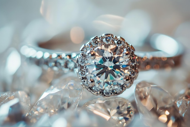 Vintage diamond engagement ring luxury jewelry closeup