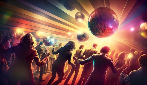 A vintage disco dance party ai generate