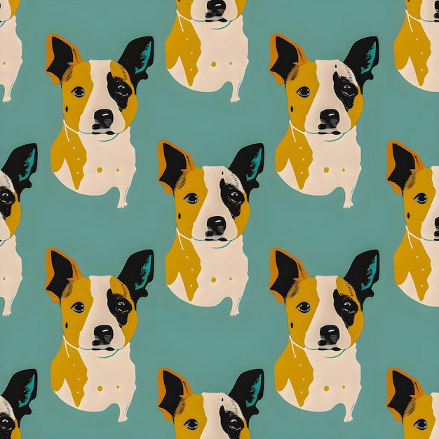 Vintage Dog pattern drawn illustration pastel colors