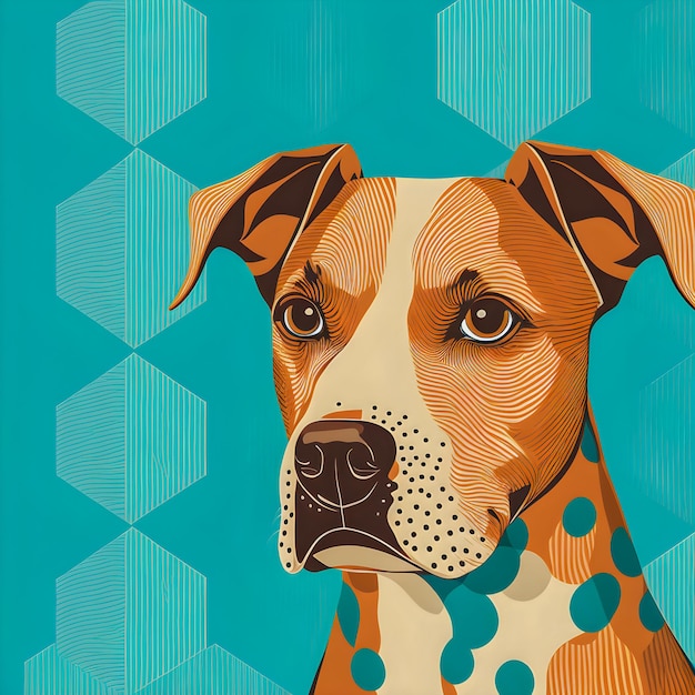 Vintage Dog pattern drawn illustration pastel colors