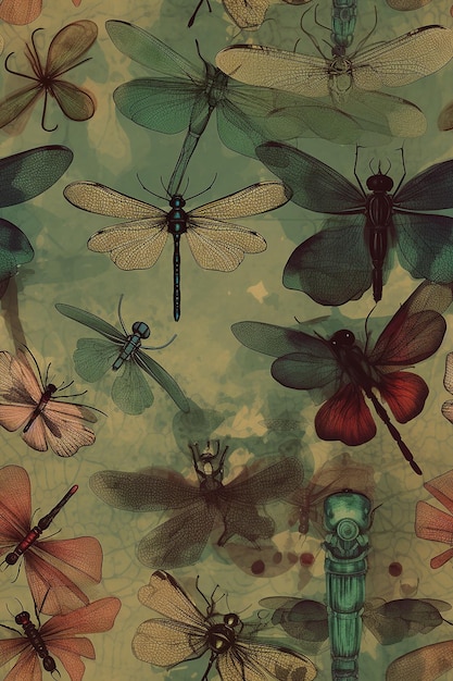 Photo vintage dragonfly pattern